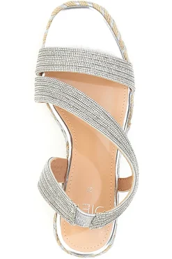 Sandali Argento con Zeppa con Glitter MON DIEU 602