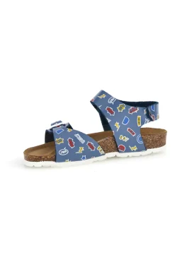 Sandali azzurri stampati con fibbia e cinturino Pitt kids 45289GHE