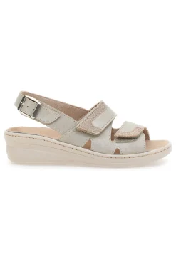 Sandali Beige con Cinturino e Sottopiede in Pelle PRIMA RIGA 183
