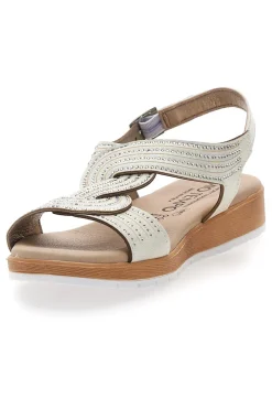 Sandali beige con fasce incrociate e strass MIO TEMPO LR242939