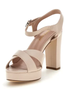 Sandali beige con plateau e tacco largo First lady P712