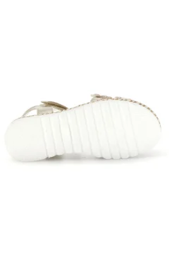 Sandali beige con strappo in velcro e applicazioni floreali Grazie girl 15022