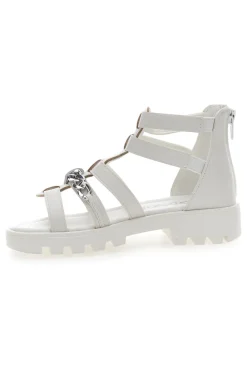 Sandali Bianchi con Cerniera e Catenella Grazie Girl 14355