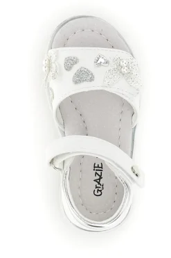 Sandali bianchi con cuori argento Grazie girl 200C574