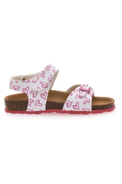 Sandali bianchi con cuori rosa e fibbie regolabili PITT KIDS 45289GLO