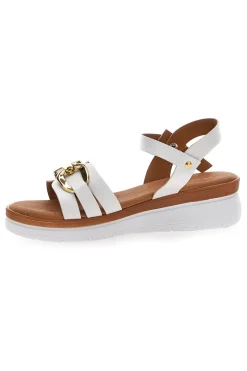Sandali Bianchi Con Dettagli Oro Prima Riga 247402