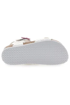 Sandali bianchi con dettagli iridescenti e fibbie rosa PITT KIDS 14505