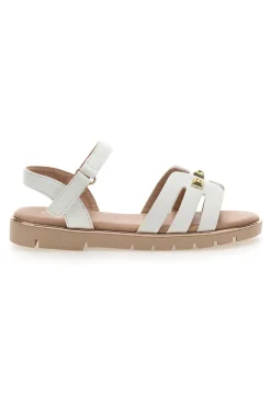 Sandali Bianchi Con Dettagli Oro Pitt Kids 392427