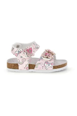 Sandali bianchi con fantasia floreale e stampa unicorni Pitt kids 14602