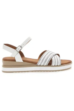 Sandali bianchi con fasce glitterate e zeppa bassa PITTARELLO SUN CH2071B02