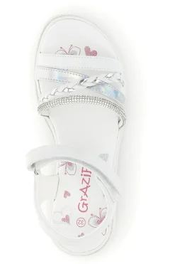 Sandali bianchi con fascia argento e brillanti Grazie girl 14342
