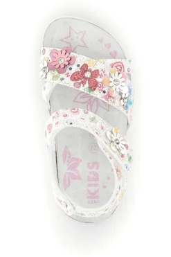 Sandali Bianchi con Stampa Floreale Pitt kids 14407