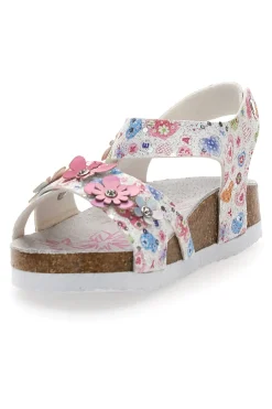 Sandali bianchi con stampa floreale e strappo Pitt Kids 14407