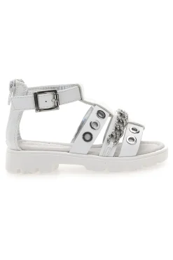 Sandali bianchi con strass e borchie silver Laura Biagiotti AG1728616312