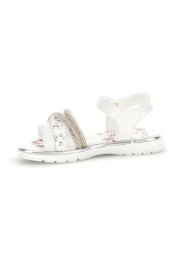 Sandali bianchi con strass e chiusura a strappo Grazie girl 15101