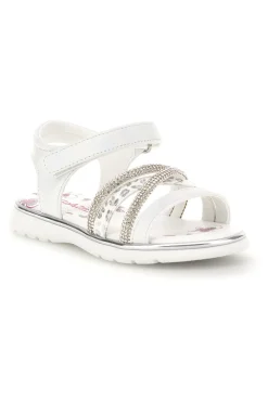 Sandali bianchi con strass e chiusura a strappo Grazie girl 15101