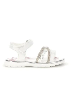 Sandali bianchi con strass e chiusura a strappo Grazie girl 15101