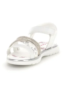 Sandali bianchi con strass e chiusura a strappo Grazie girl 15101