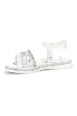 Sandali bianchi con strass e cinturino alla caviglia Grazie girl 14342