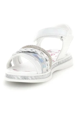 Sandali bianchi con strass e cinturino alla caviglia Grazie girl 14342