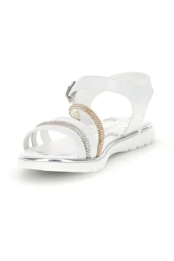 Sandali bianchi con strass e cinturino alla caviglia Grazie girl 15102