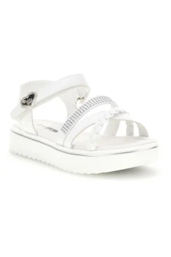 Sandali Bianchi con Strass e Fascia Intrecciata Energy E532
