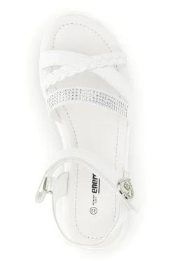 Sandali Bianchi con Strass e Fascia Intrecciata Energy E532