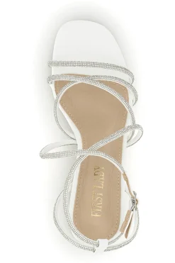 Sandali bianchi con tacco largo e listini First lady P708