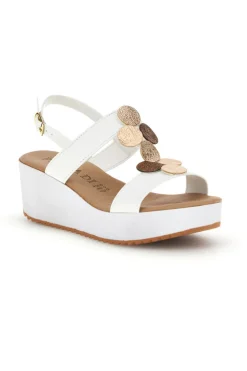 Sandali bianchi con zeppa e forme geometriche Plocadi 363033