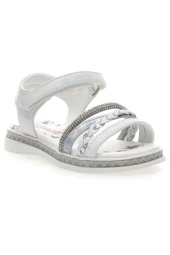 Sandali Bianchi e Argento con Velcro GRAZIE GIRL 14342