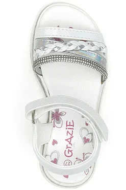 Sandali Bianchi e Argento con Velcro GRAZIE GIRL 14342