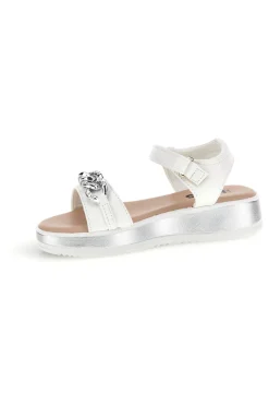 Sandali bianco con cinturini con brillantini Pitt kids 392629S