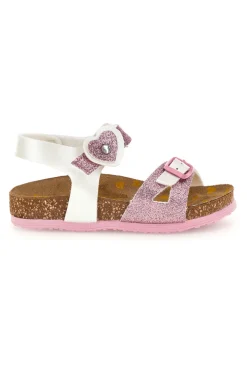 Sandali bianco e rosa con fibbie Pittarello bio 257A187SR