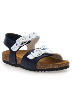 Sandali blu con cinturini stampati e plantare preformato Pittarello Bio 257A066SR