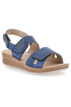 Sandali Blu con Fascia a Velcro e Sottopiede in Pelle INBLU 61 FC