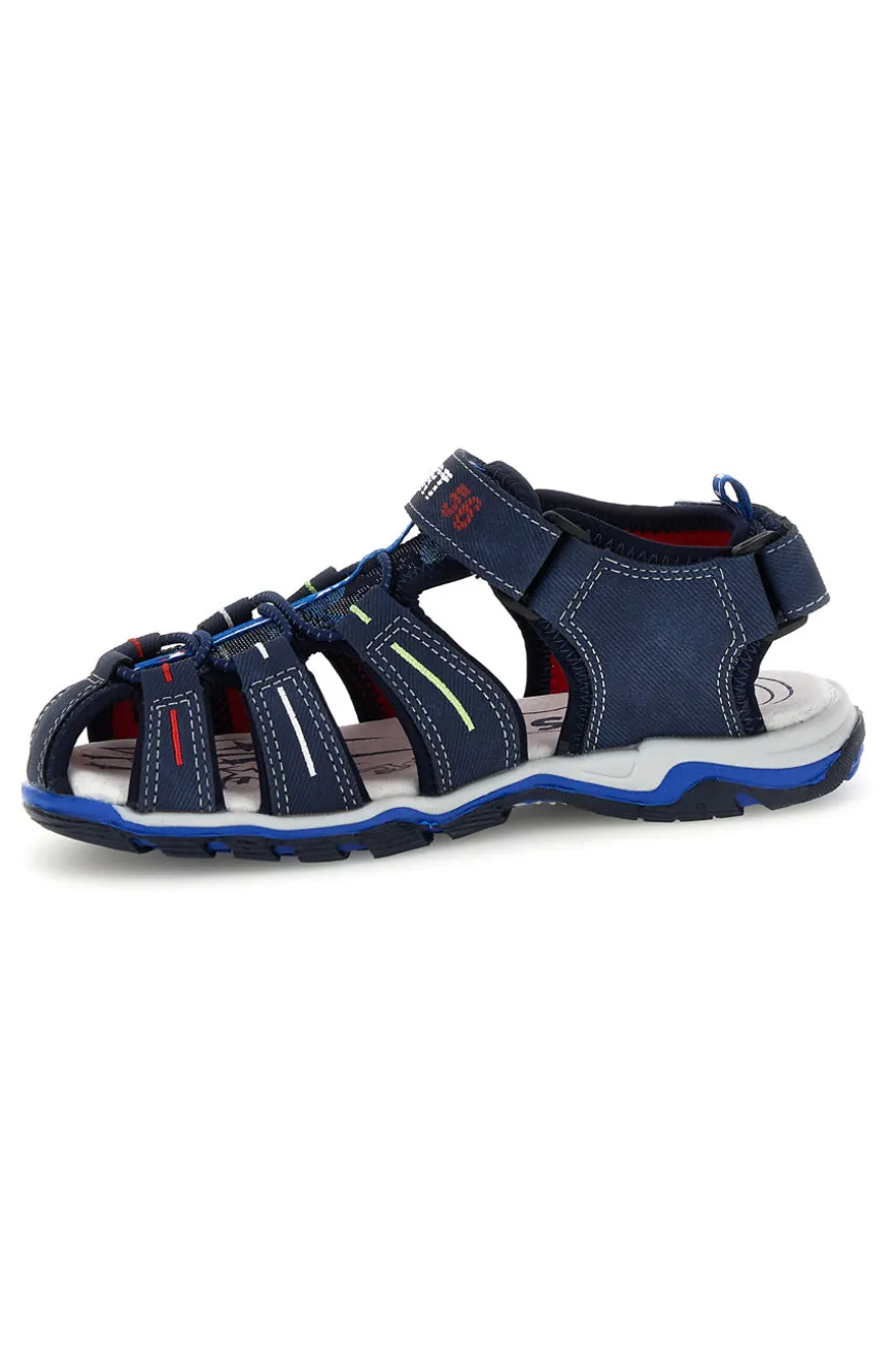 Sandali blu con punta chiusa e chiusura a strappo Pitt kids 15113