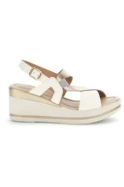 Sandali burro champagne con zeppa Pittarello look MK3313258