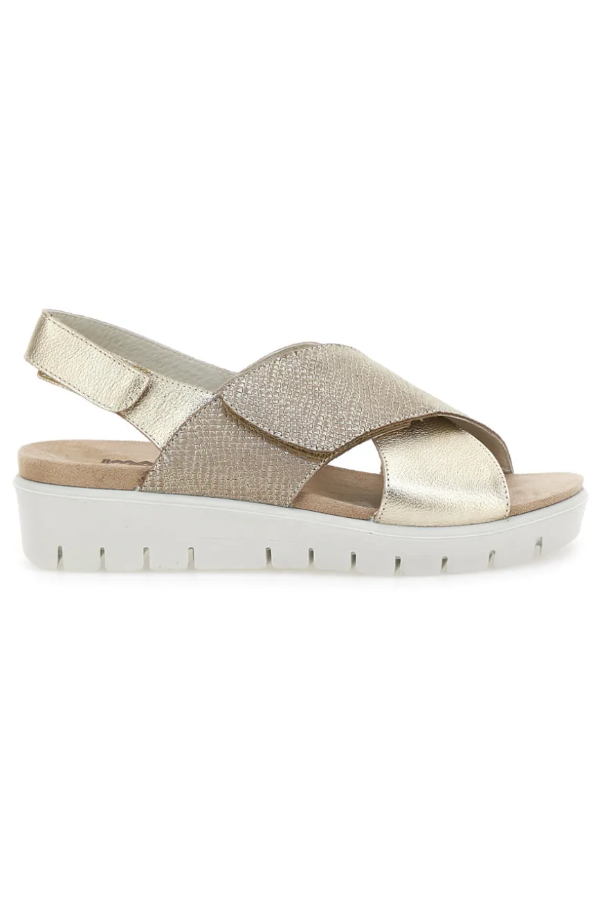 Sandali Champagne In Pelle Made in Italy Imac 7582403035713