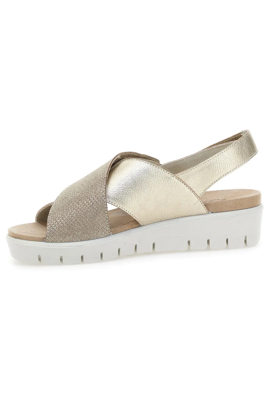 Sandali Champagne In Pelle Made in Italy Imac 7582403035713