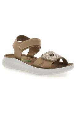 Sandali con Chiusura in Velcro Beige Eco Bio J533338