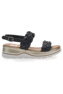 Sandali con Platform Nere Vera Pelle Pittarello Elite 81436