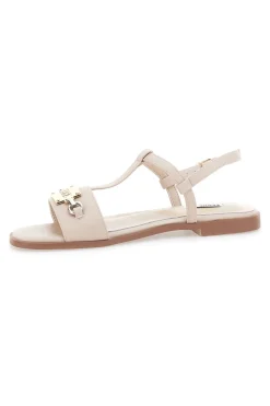 Sandali Crema Flat con Dettaglio Catena Ferre' F251