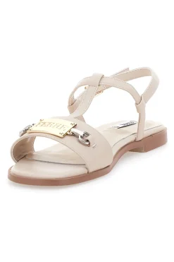 Sandali Crema Flat con Dettaglio Catena Ferre' F251
