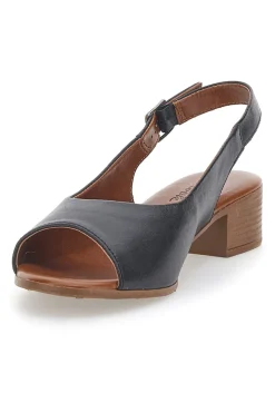 Sandali Flat Neri In Vera Pelle Con Tacco 4 Cm Pittarello Look 243065
