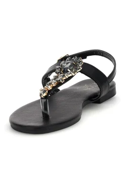 Sandali infradito nero con gioiello Mon dieu PREA3574