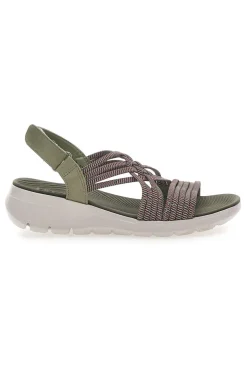 Sandali Khaki Con Tomaia Elastica Effetto Corda Intrecciata FIRST ACTIVE 1