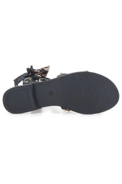 Sandali neri con borchie e lacci animalier Me & Me 1660