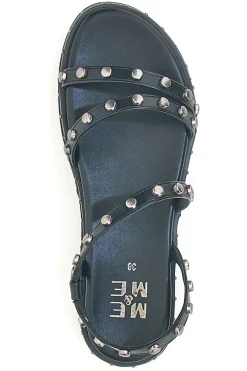 Sandali neri con borchie piatte Me & Me 1670