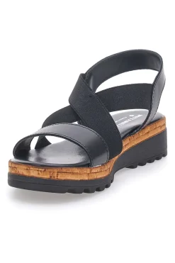Sandali Neri con Elastici Frontali e Tomaia in Pelle PITTARELLO 310570811