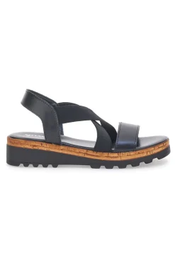 Sandali Neri con Elastici Frontali e Tomaia in Pelle PITTARELLO 310570811
